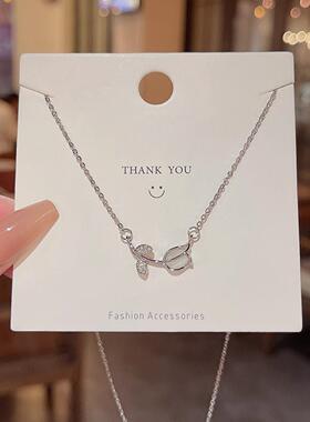 韩国新款钛钢郁金香项链女ins潮