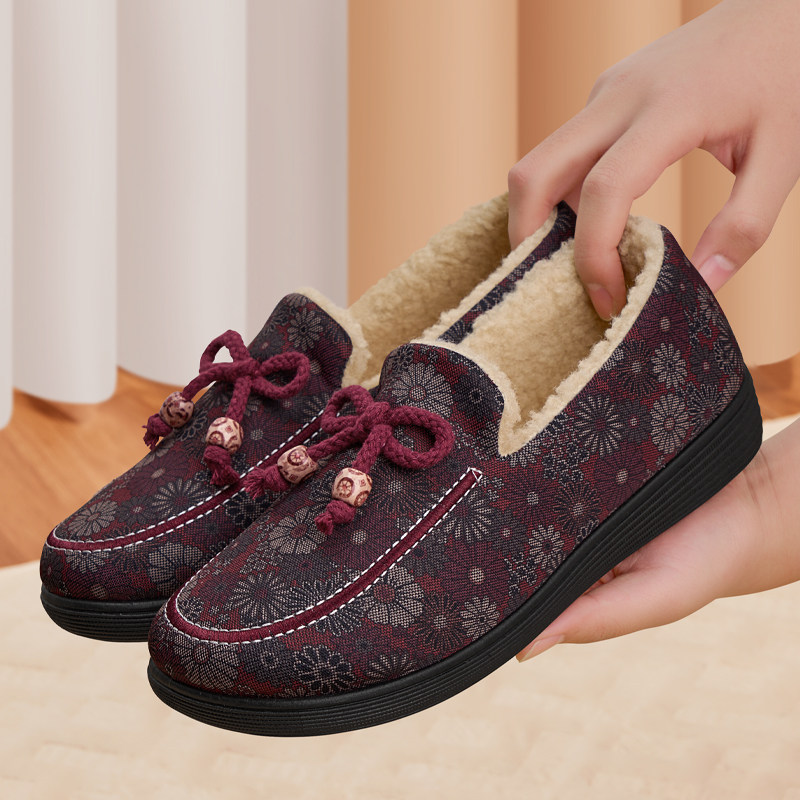 冬季老北京布鞋女加绒新款老人棉鞋保暖中老年人奶奶厚底老太太鞋,女鞋,棉鞋,淘宝优惠券,粉丝福利购,淘宝优惠卷