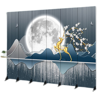 屏风隔断客厅玄关房间遮挡入户简约布艺移动家用I折叠折屏 新中式
