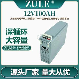 前置端子电池光伏储能铅酸胶体蓄电池 12v铅酸电瓶100ah狭长型欧款