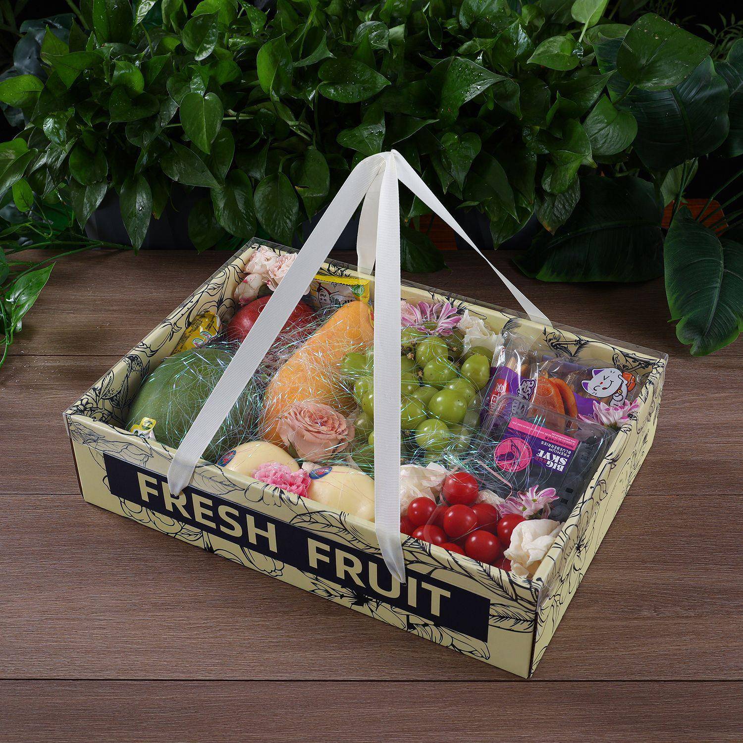 水果包装盒鲜花通用礼盒空盒子透明盖高档混搭中秋节日礼品盒