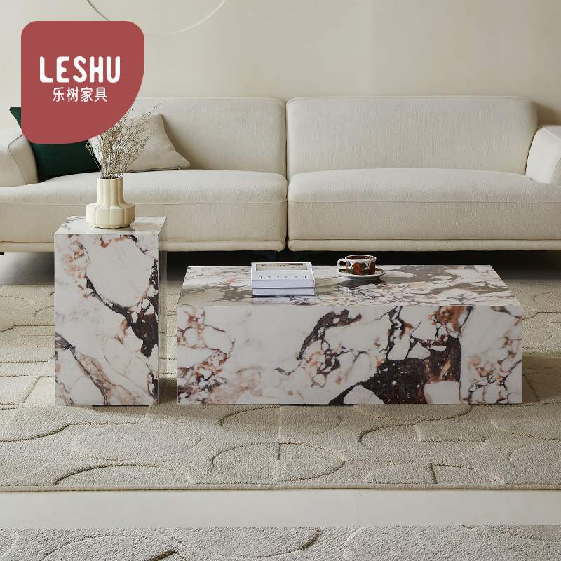 包邮设计师宝格li丽茶几全岩板意式极简简约方形高端别墅茶几组合