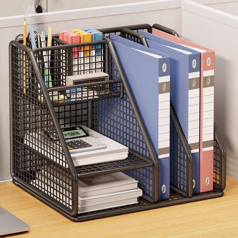 加厚金属文件夹收纳架立式文件框文件收纳盒办公桌面置物架办公室
