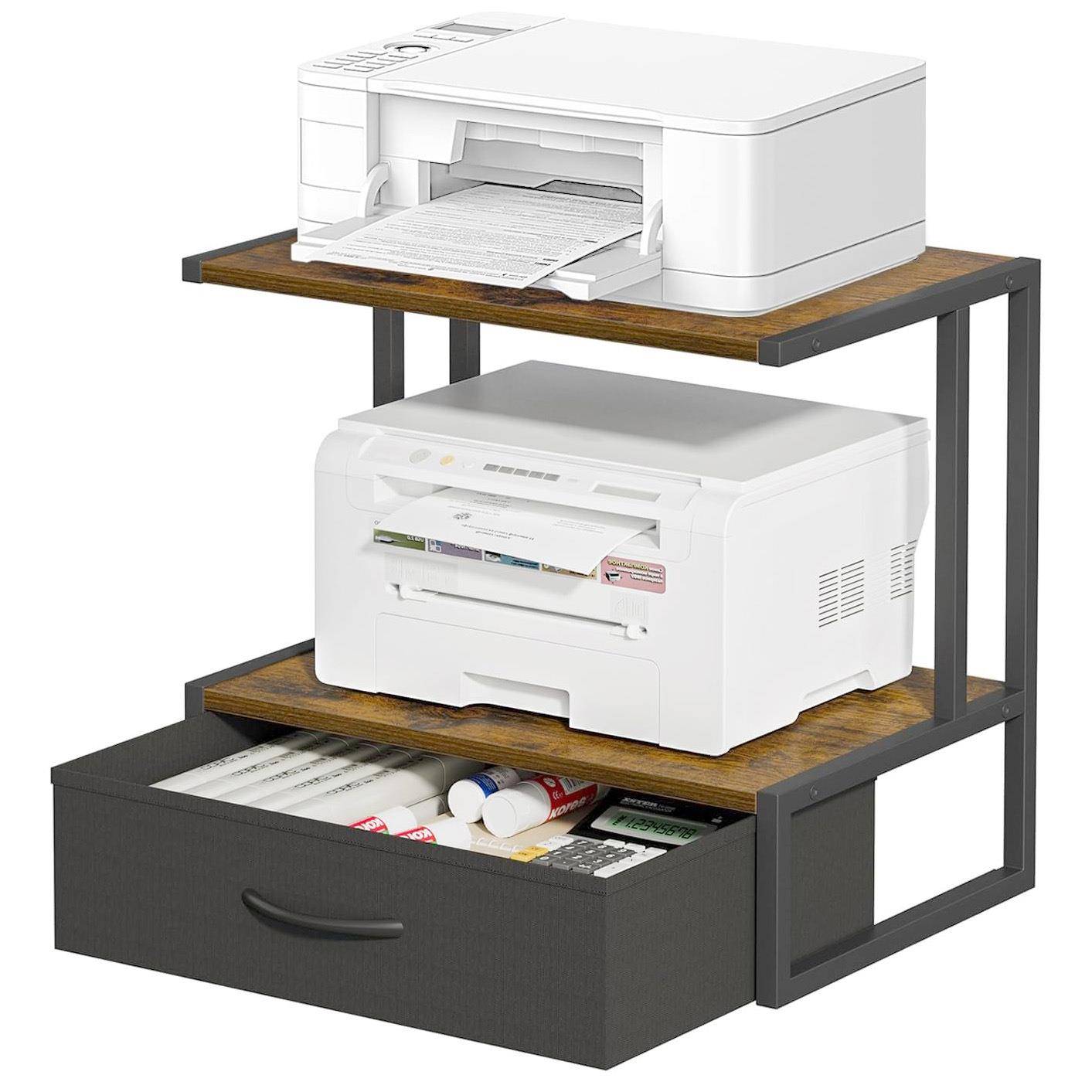 跨境亚马逊打印机增高垫高底座网格抽拉式收纳架办公室桌面置物架