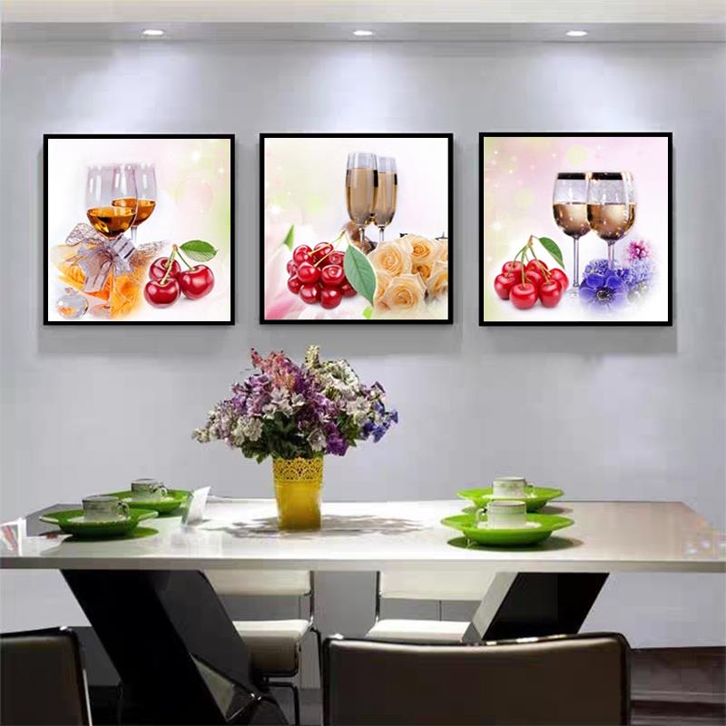 5d炫彩钻石画满钻简约餐厅三联画贴钻十字绣客厅2025年新款砖石绣