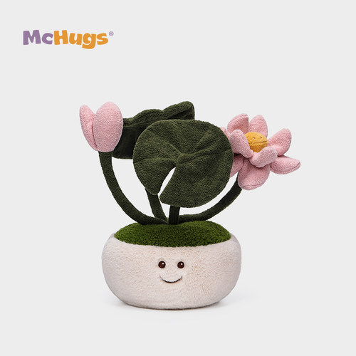 McHugs玫瑰花好运莲莲毛绒玩偶公仔趣味花束植物绿植摆件男女生日