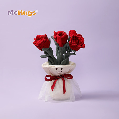 McHugs浪漫玫瑰手捧花玩偶可刺绣