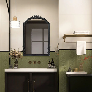 欧式 饰镜 创意异形浴室镜洗手间壁挂化妆镜卫生间智能镜黑色挂镜装