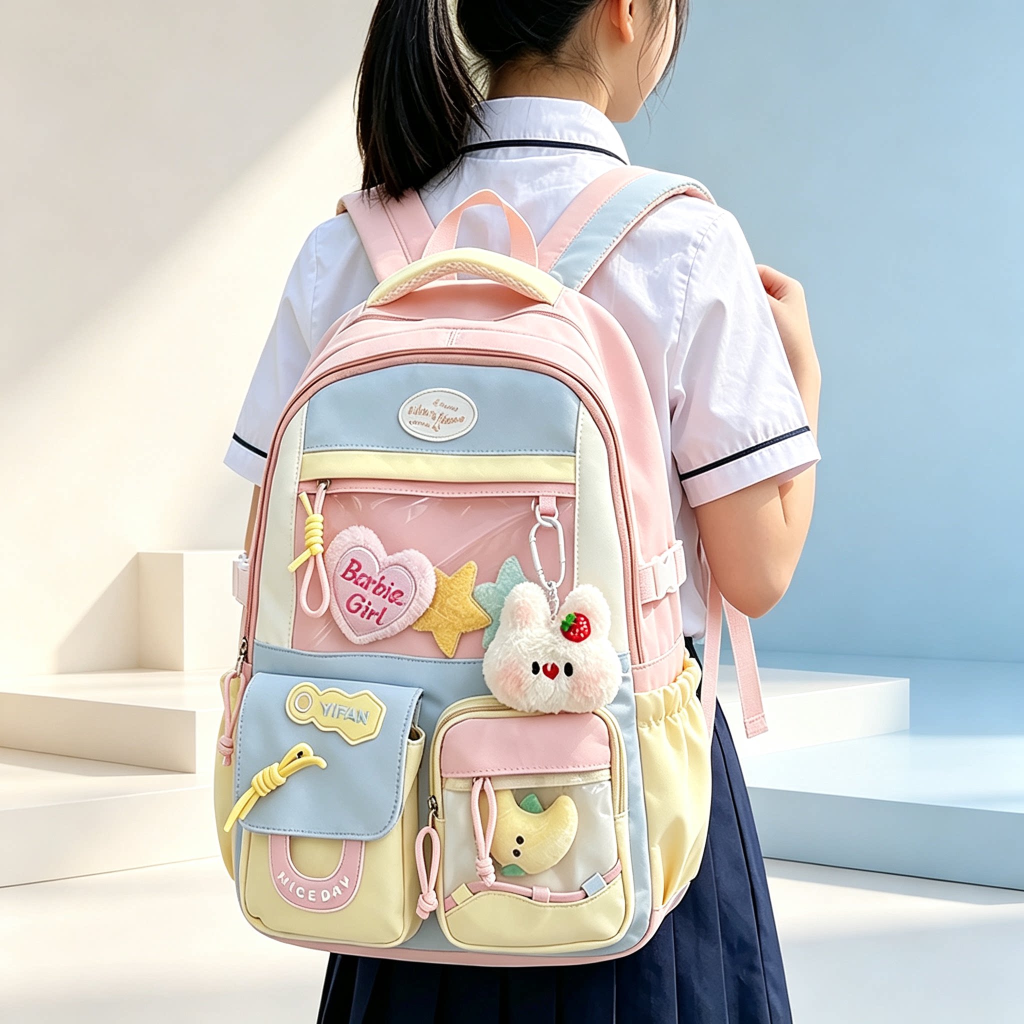 小学生书包女生大容量高颜值多巴胺撞色痛包双肩包三到六年级背包