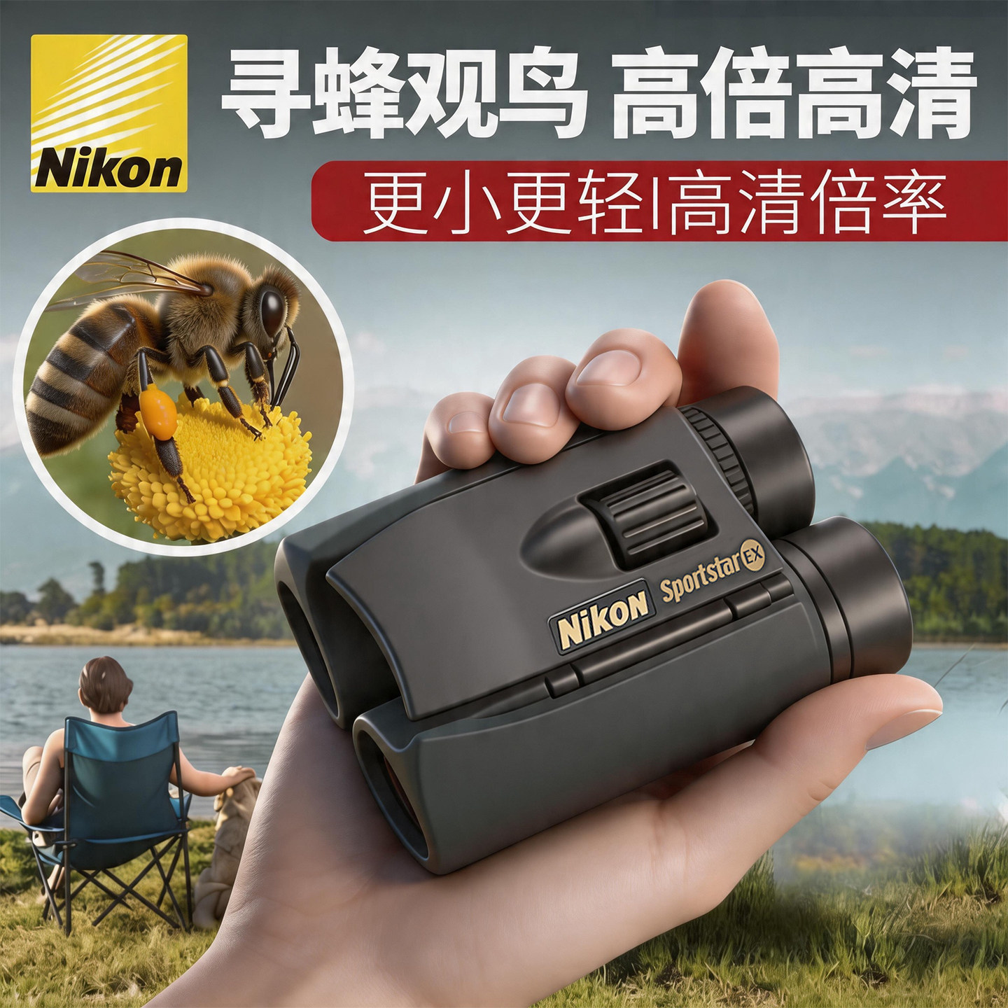 尼康EX双筒望远镜高倍高清充氮防水防雾看演唱会话剧旅游户外便携