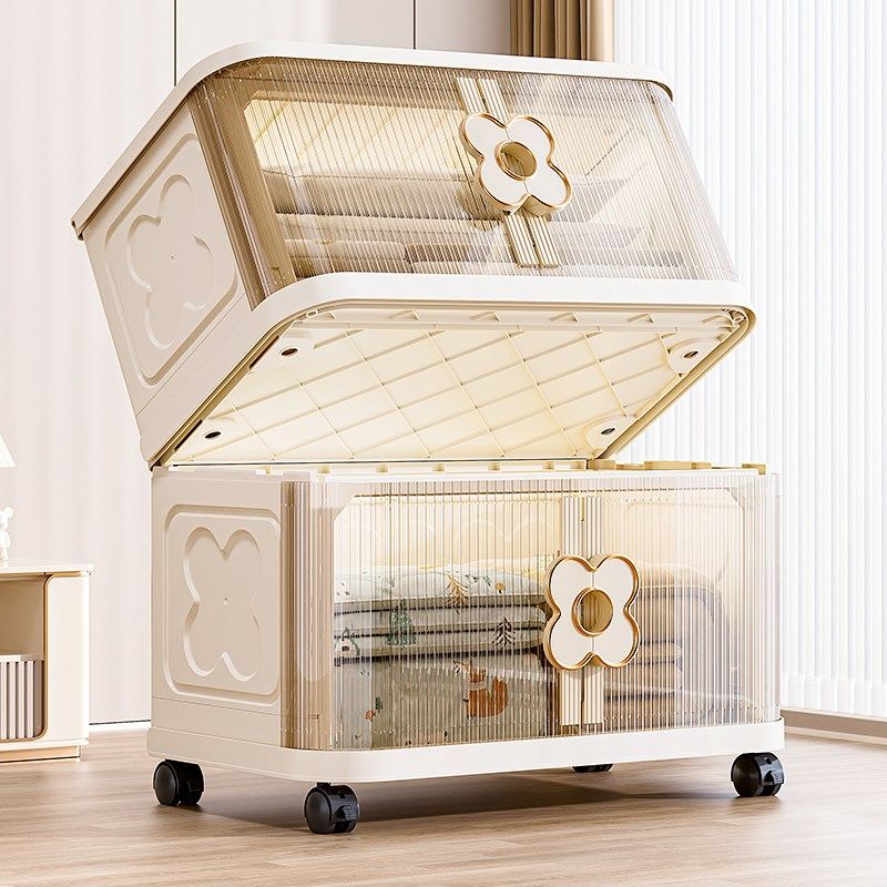 桌面透明文件柜办公用品免安装储物柜儿童书房储物柜可C折叠凸窗