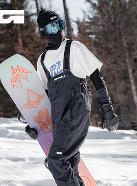 GAINAX滑雪背带裤男女大G专业防风防水3L宽松连体裤子冬2526