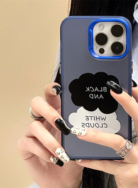 适用于苹果Ipone15Pro蓝色手机壳16ProMax云朵艺术11ProMax张扬玩趣14ProMax独特潮流14Pro纯粹松弛12Pro文字