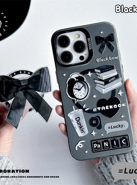 适用于苹果Ipone13Pro蝴蝶结手机壳12亮眼黑色15ProMax浪漫百搭11ProMax治愈精致13ProMax典雅时尚12Pro趣味