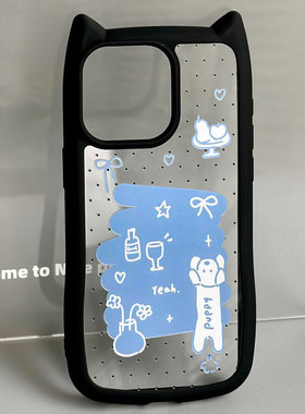 适用于苹果Ipone13Pro猫耳手机壳12Pro酒瓶蓝色16Pro蝴蝶结波点12ProMax花朵图案15Pro萌犬酒杯13ProMax星星
