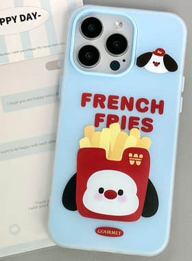 适用于苹果Ipone16ProMax薯条手机壳11ProMax简约浪漫15Pro英文萌宠12ProMax蓝色规整13大气精致12Pro可爱