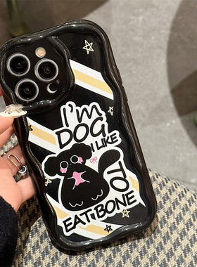 适用于苹果Ipone13Pro小狗手机壳12ProMax大气潮流14ProMax骨头黑色14Pro简洁手机壳11清晰时尚12Pro潮流