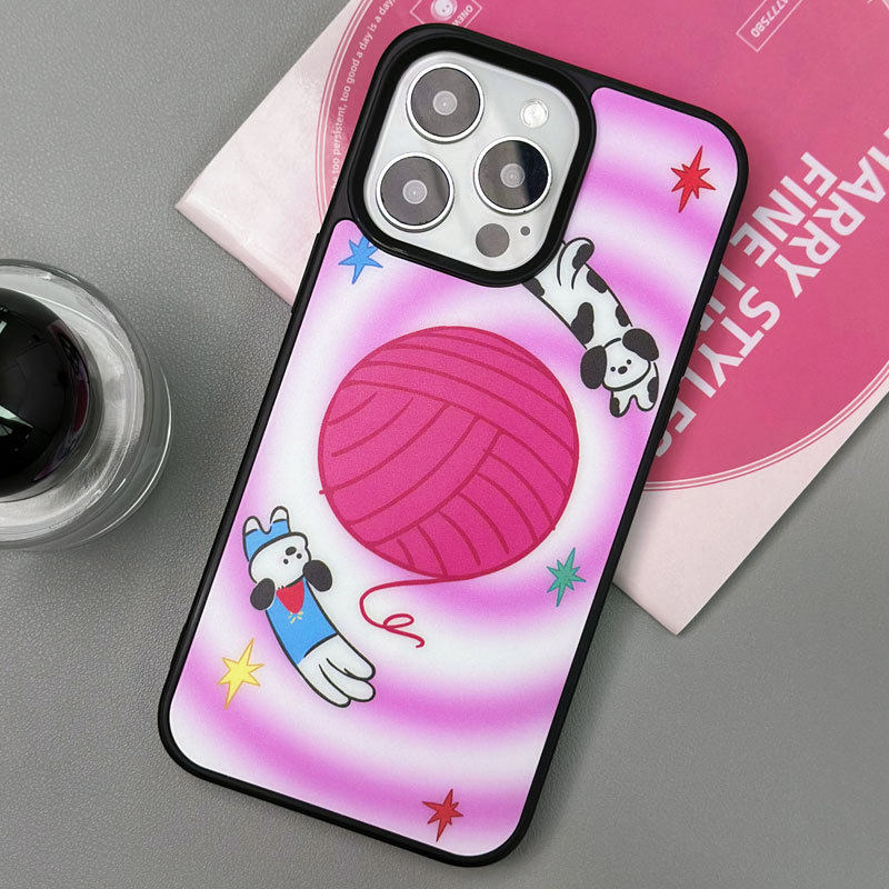 适用于苹果Ipone12毛线球手机壳15Pro清萌毛线球14Pro粉色温馨11文艺可爱13Pro星星软萌15ProMax萌犬