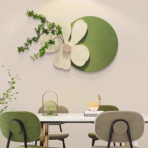 小清新餐厅装饰画砂岩挂画高级绿植花卉创意走廊过道入户立体壁画