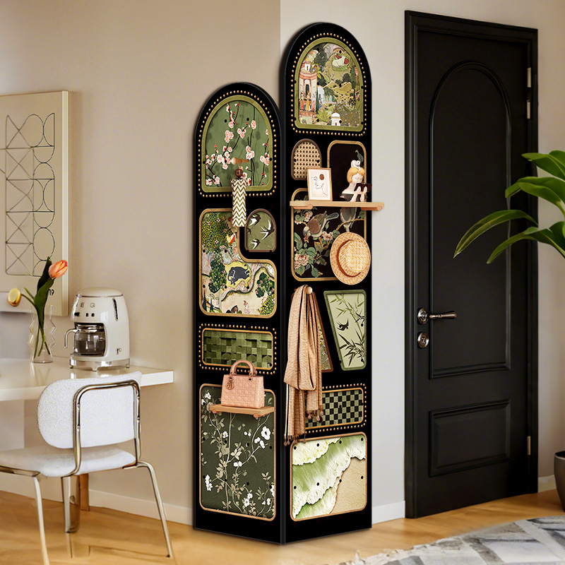 洞洞板客厅墙面转角收纳架入户墙面装饰中古风创意拐角置物架落地