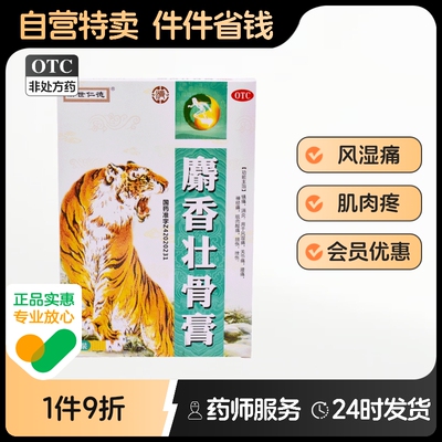 济世仁德麝香壮骨膏4贴*2袋/盒腰痛神经痛挫伤消炎风湿痛肌肉酸痛