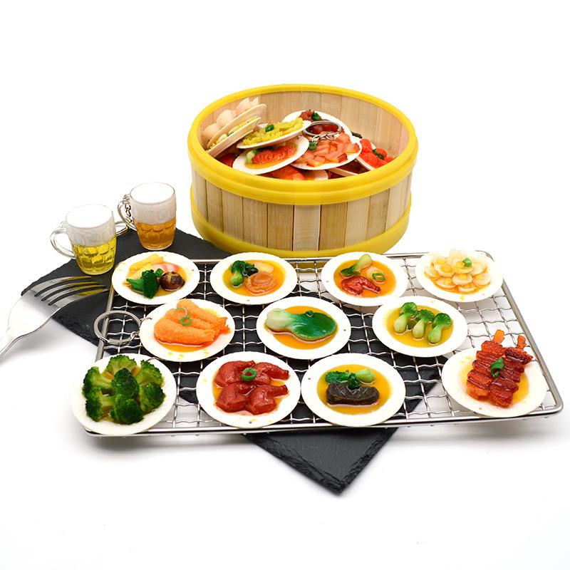 爆款中餐假菜玩具钥匙扣食玩挂件创意仿真食品模型冰箱贴