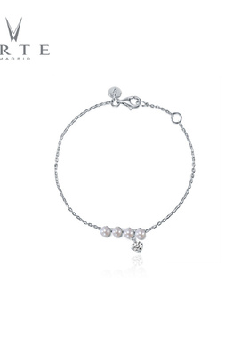 ARTE艾尔蒂 单排珍珠手链女镶嵌晶钻手镯925银时尚经典简约饰品女