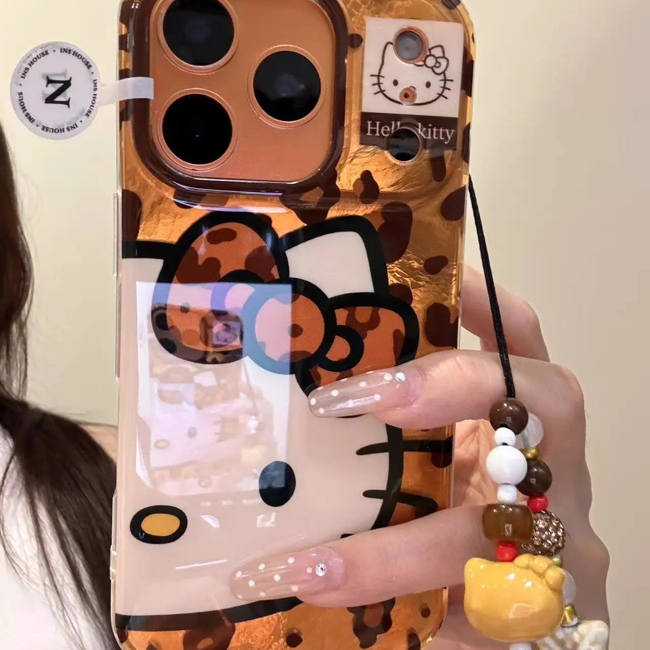 羽纱纹豹蝴蝶结猫咪适用iPhone17ProMax手机壳16苹果15防摔软男女