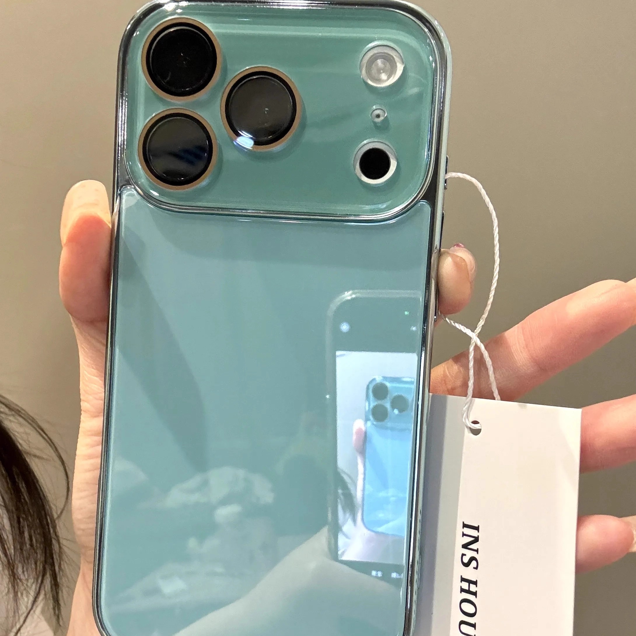 韩系ins高级感深蓝色电镀适用iPhone17ProMax手机壳16苹果15防摔