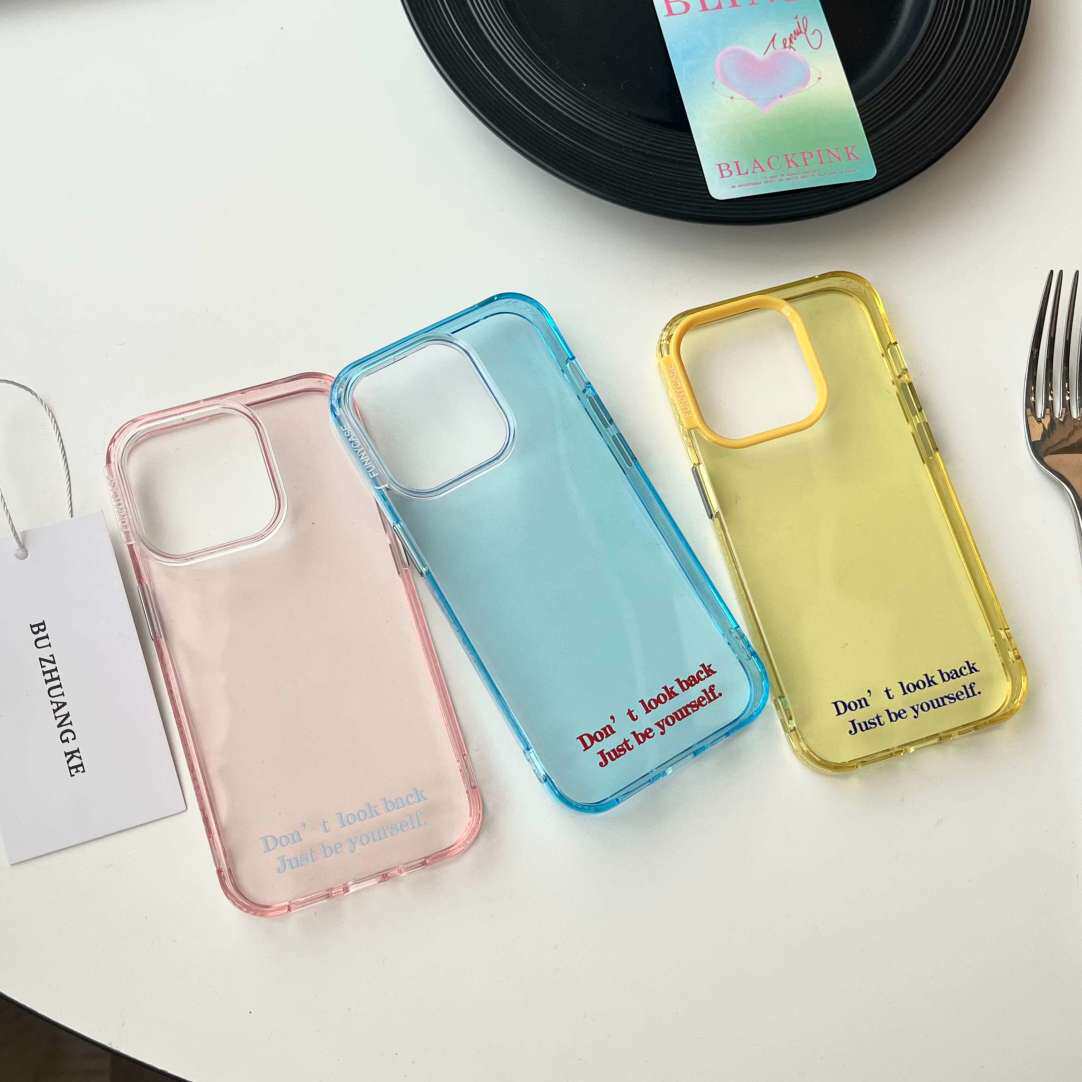 IPHONE15PROMAX 휴대폰 케이스에 적합한 투명 단순 단색 영어 14 APPLE 13 낙하 방지 소프트 남성 및 여성 12