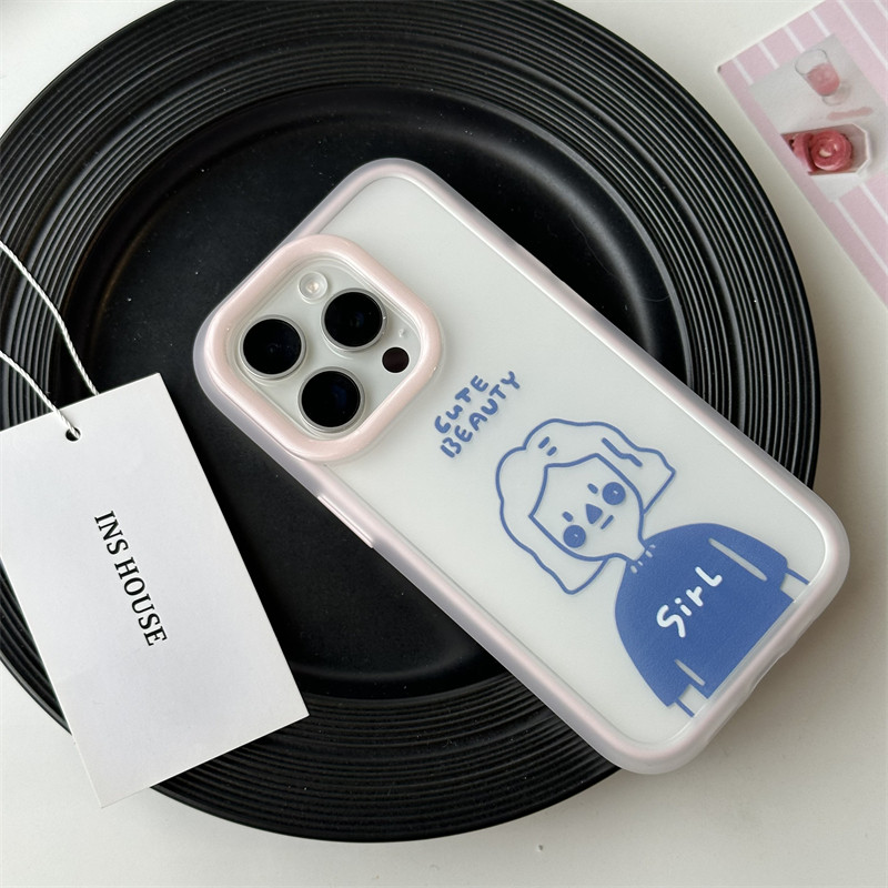 NEW PINK FRAME ENGLISH GIRL SUITABLE FOR IPHONE15PROMAX PHONE CASE 14 APPLE 13 ANTI-DROP SOFT MEN AND WOMEN 12