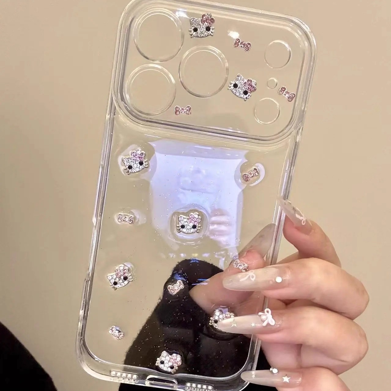 韩系可爱贴钻蝴蝶结猫咪适用iPhone17ProMax手机壳16苹果15防摔软
