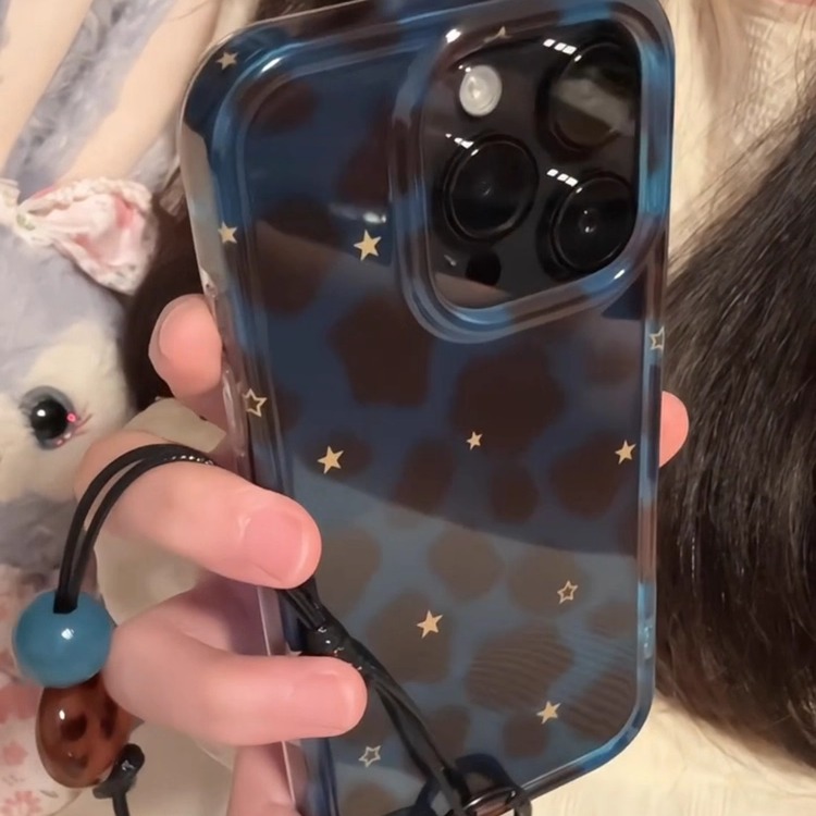 透蓝棕豹纹蓝星星适用iPhone17ProMax手机壳16苹果15防摔软男女14