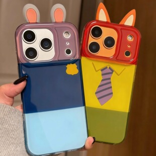 拼色情侣女警兔子领带狐狸适用iPhone17ProMax手机壳16苹果15软14