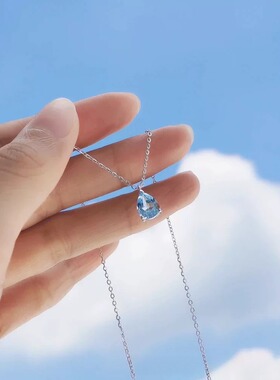 十里珠玉间天空蓝托帕石水滴项链