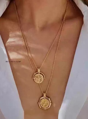 法式复古立体丘比特天使锁骨链