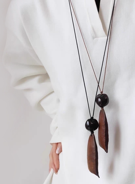 新中式天然果实项链豆荚扁豆吊坠