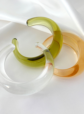 欧美时尚潮流绿色透明树脂手镯