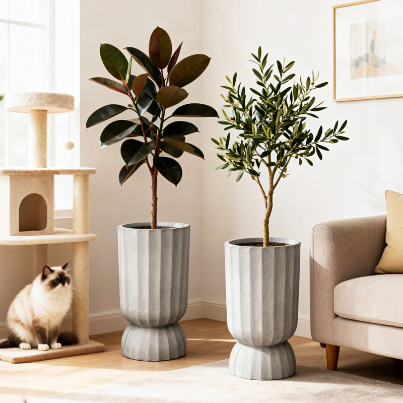 宝诗格复古田园风花卉绿植盆栽镁泥花盆艺术摆件大口径酒杯型花器