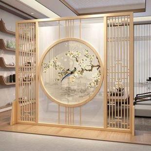 屏风隔断客厅实木镂空简约现代家用禅意玄关办公室茶室座屏 新中式