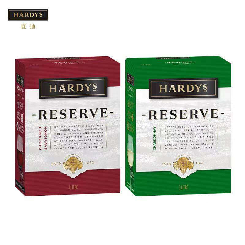 【红与白】澳洲夏迪珍藏霞多丽+赤霞珠干葡萄酒3L盒装HARDYS顺丰