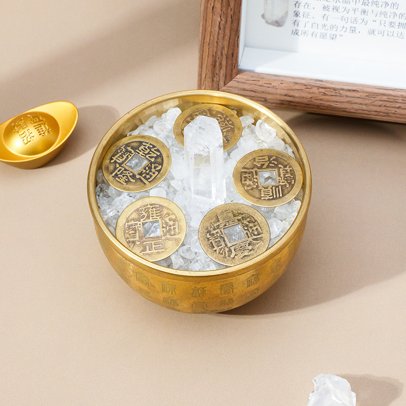 天然水晶碎石百福缸白水晶柱子