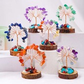 天然紫黄水晶发财树摆件酒柜装 饰品家居客厅办公室桌面发财小摆件