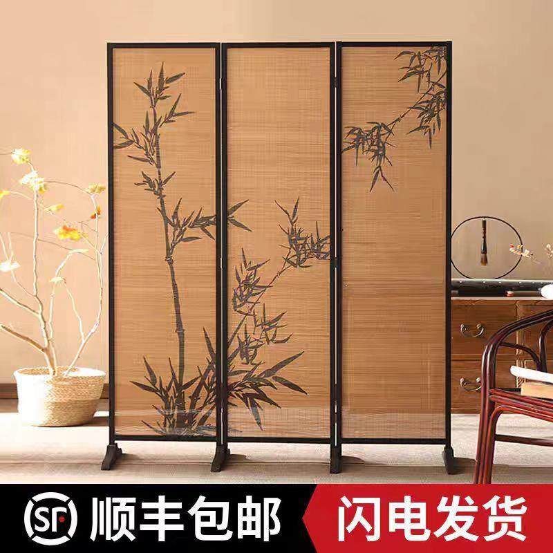 跨境竹编屏风阳台改造新中式隔断茶楼国风竹影客厅装饰背景围挡墙,基础建材,屏风,淘宝优惠券,粉丝福利购,淘宝优惠卷