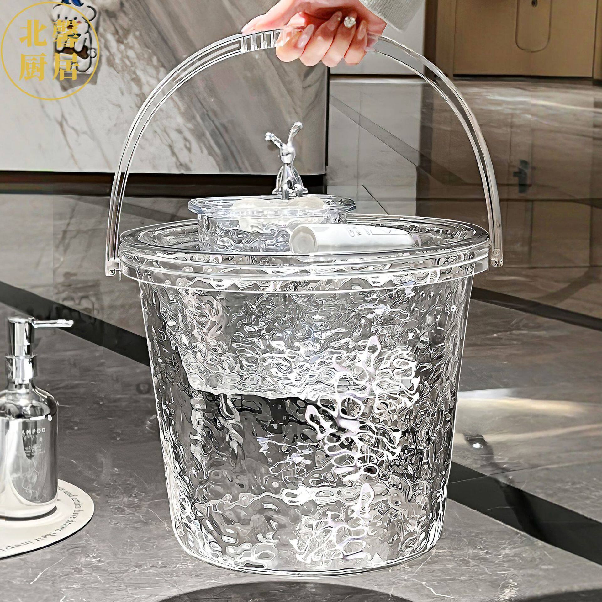 水波纹水桶家用储水加厚塑料桶洗衣手提小水桶学生宿舍带盖水桶