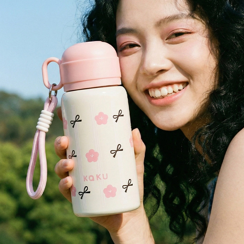 卡通高颜值水杯316不锈钢保温杯女弹跳吸管杯运动水壶定制厂家