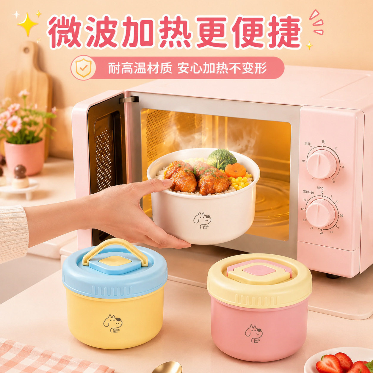 批发保温密封饭盒陶瓷保鲜盒上班族午餐盒微波炉学生圆形便当盒