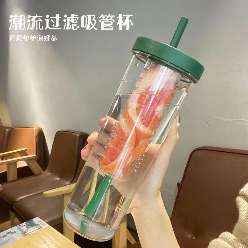 夏季女大容量塑料吸管杯饮料果汁花茶杯网红水杯促销礼品批发网红