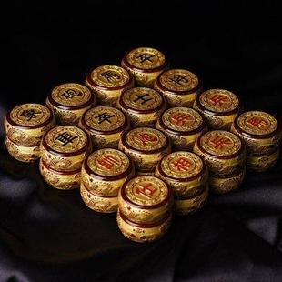 折叠棋盘家用象棋套装 中国象棋金丝楠木雕龙鎏金磁吸便携式 送长辈