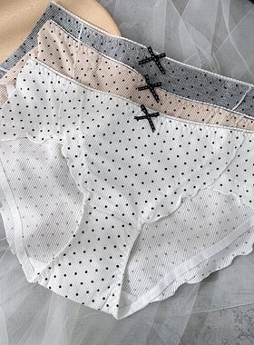 3条礼盒装日系甜美宫廷风波点泡泡舒适亲肤棉质三角内裤K8001